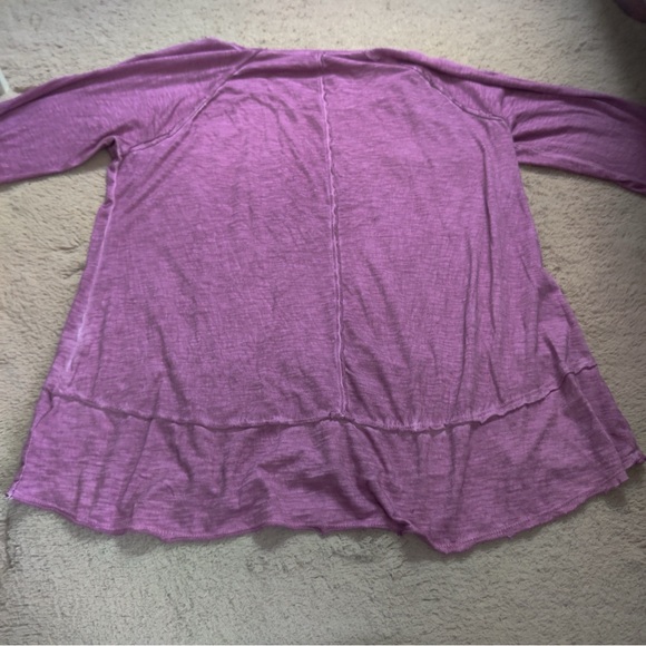 Style & Co. Seamed High-Low Top Long Sleeve Asymmetrical Tunic Pink Purple Tee - Picture 8 of 8